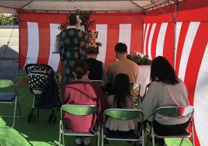 秋晴のもと、地鎮祭でした