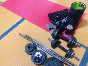 実家でも筋トレ。